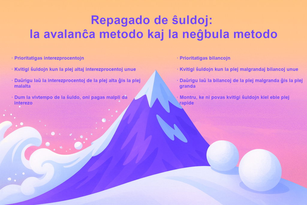 repagado de ŝuldoj -- bildo pri la du metodoj